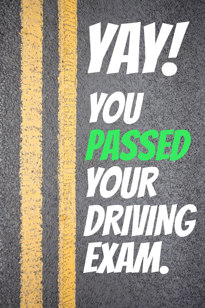 Driving Exam Success Celebration Road Motif - Download Free Stock Templates Pikwizard.com