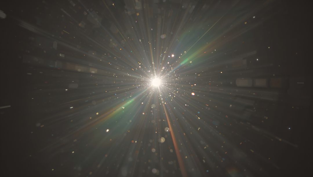 Radiant Light Burst with Lens Flare and Dust Particles