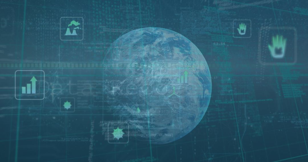 Global Data Integration with AI Technology Icons