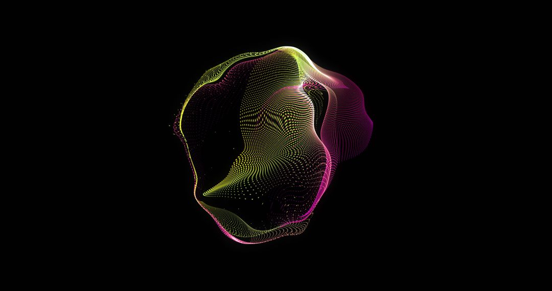 Abstract Digital Shape with Vibrant Colors over Black Background