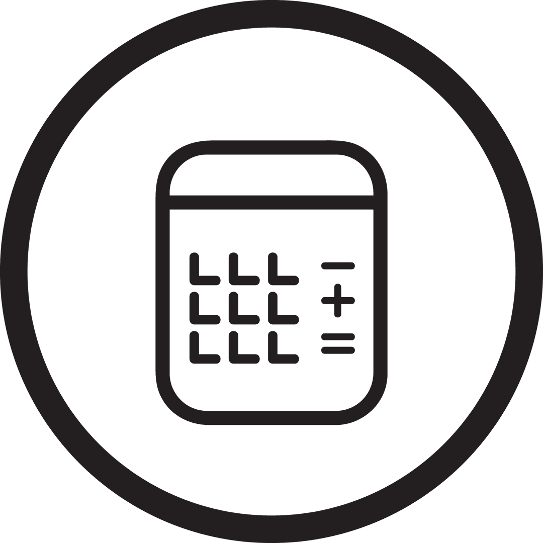Transparent Calculator Icon in Circle Minimalist Design