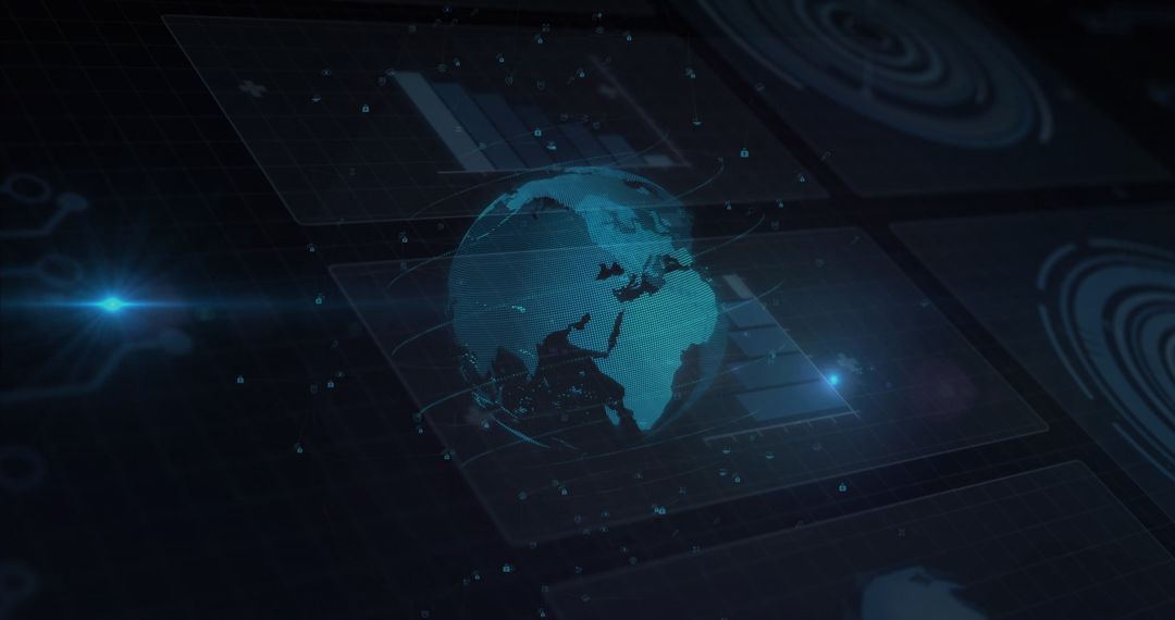 Futuristic Holographic Globe with Digital Data Interface