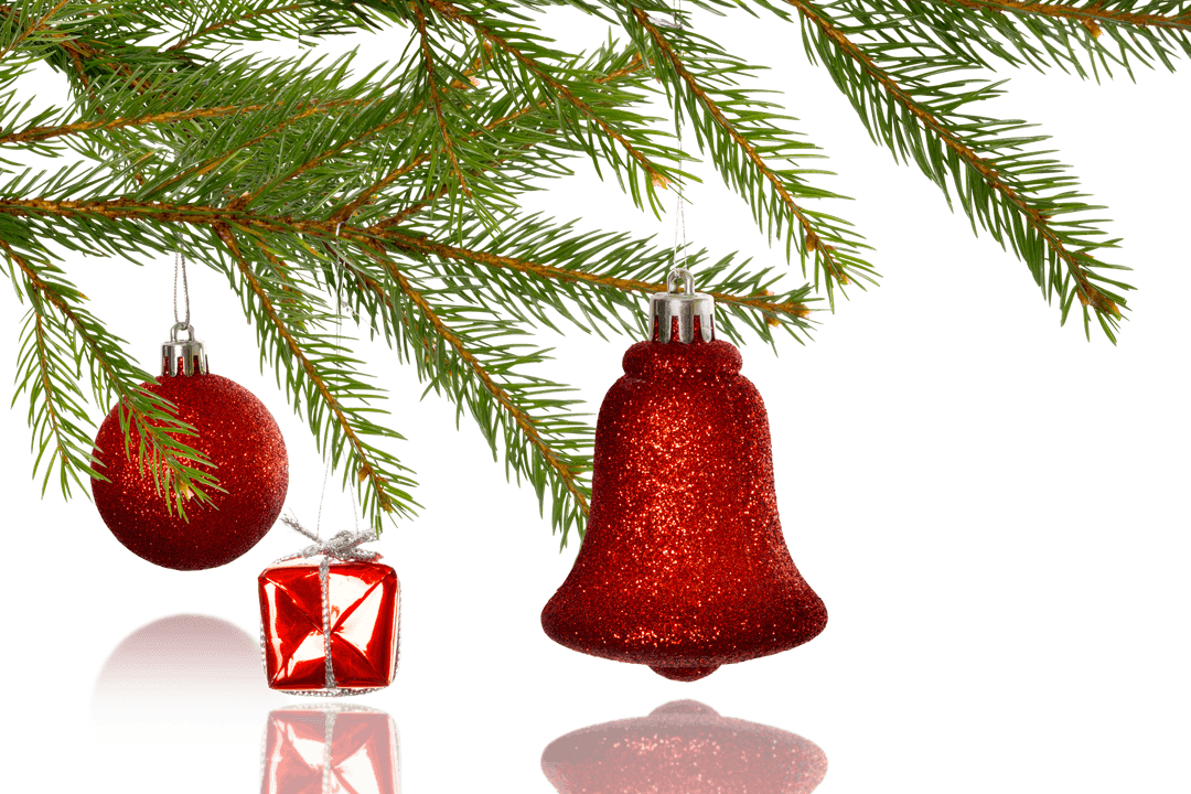 Transparent Christmas Tree Decorations with Red Bell Ornament