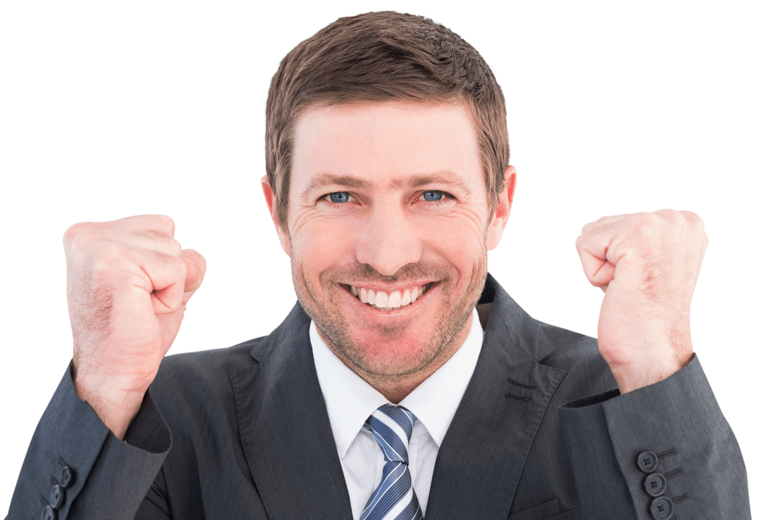 Transparent Celebrating Businessman Showing Success