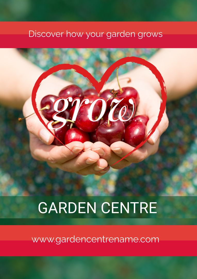 Hands Cradling Cherries with Heart Symbolizing Gardening Enthusiasm