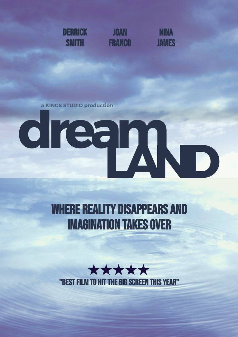 Dream Land Film Poster with Cloudy Sky and Reflective Water - Download Free Stock Templates Pikwizard.com