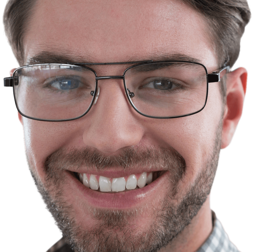 Transparent Background Smiling Man Wearing Glasses Close-Up