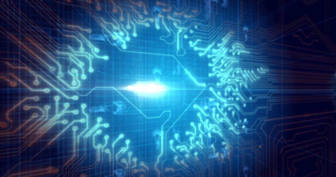 Glowing Security Key Over Digital Circuit Board