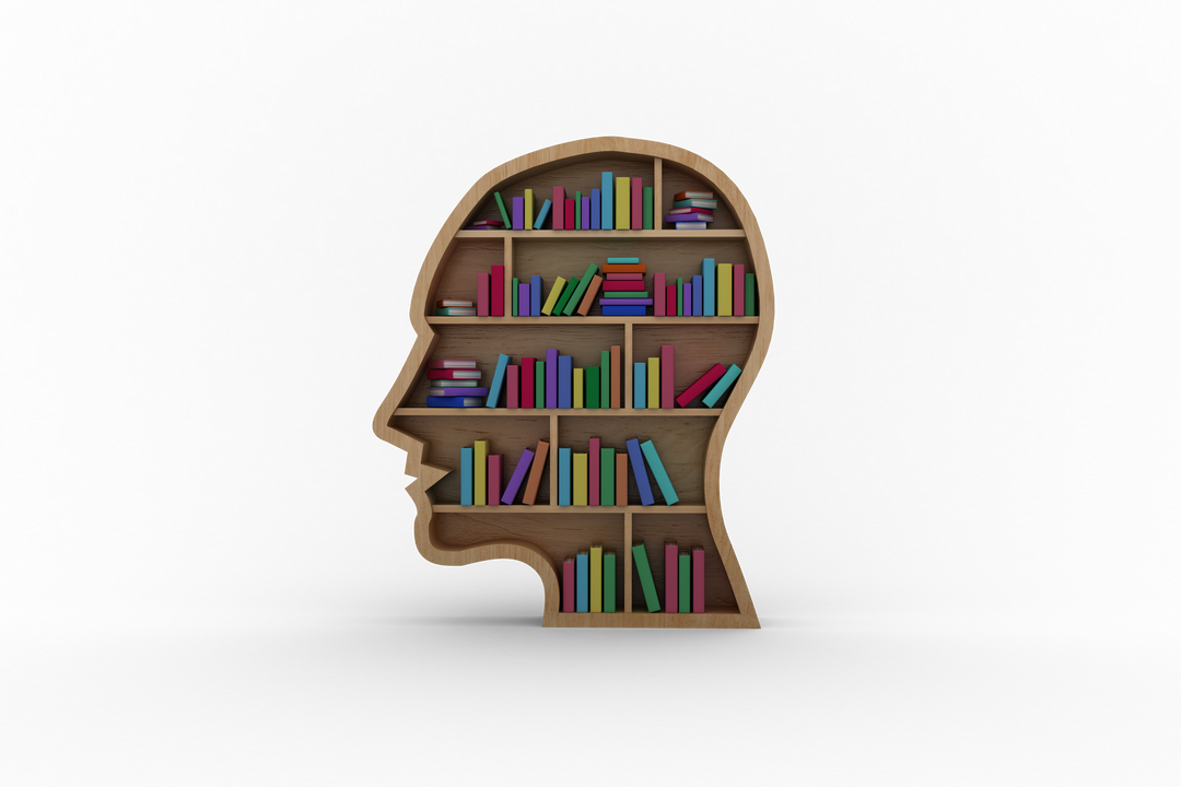 Transparent Head Outline with Bookshelf for Education Iconic Design - Download Free Stock Images Pikwizard.com