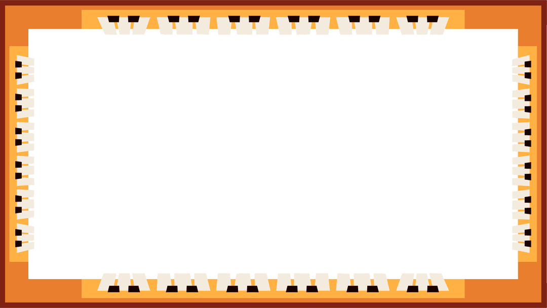 Elegant Piano Key Frame on Teal Panel with Transparent Background