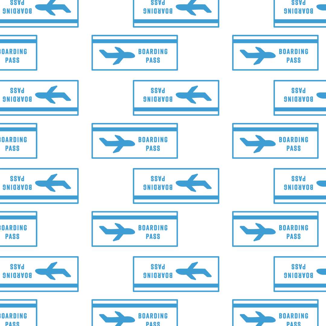 Seamless Pattern of Airplane Boarding Passes on Transparent Background