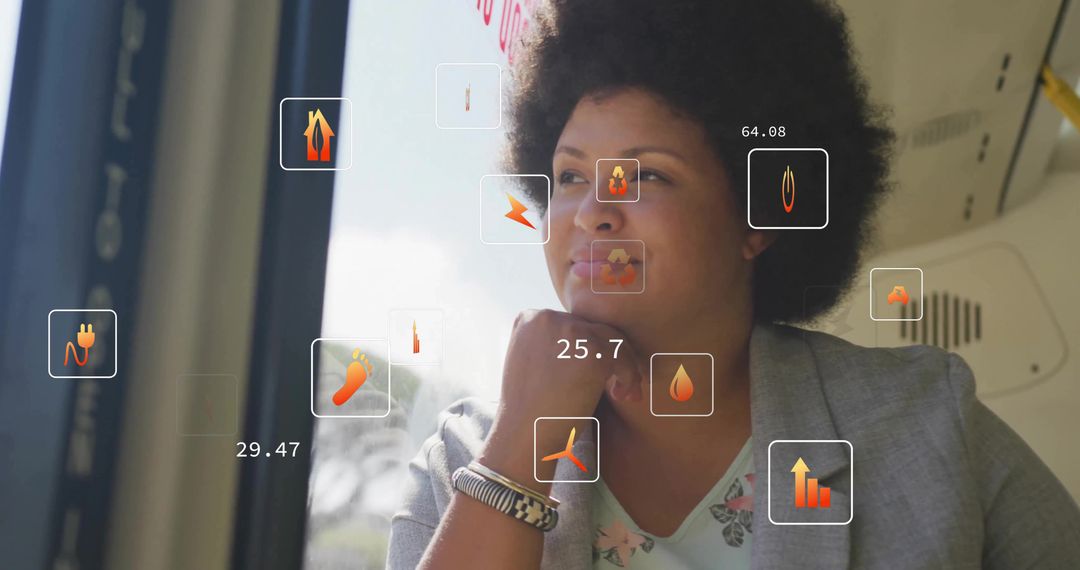 Business Professional Engaging with Virtual Data on Commute