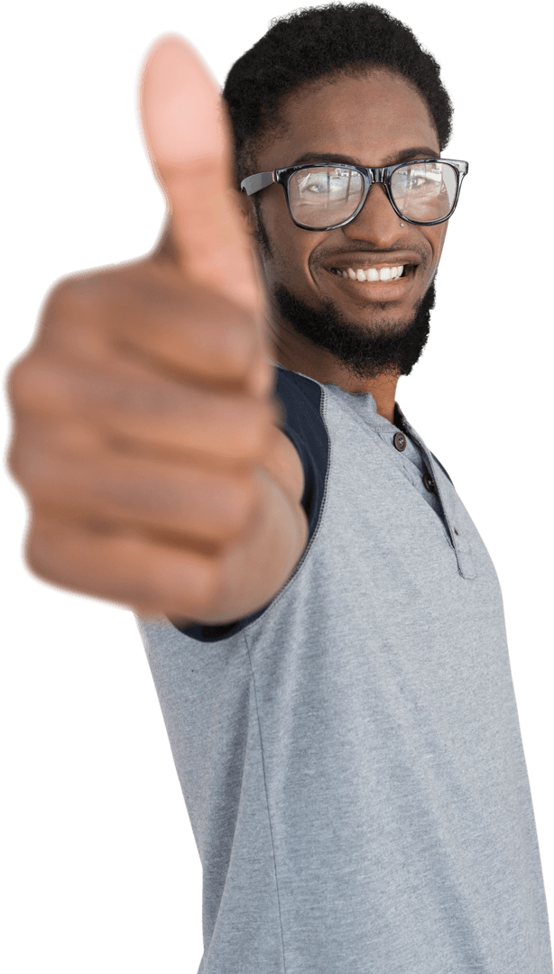 Confident Young Man Giving Thumbs Up Transparent Background
