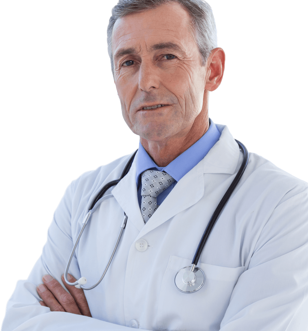 Confident Doctor with Stethoscope on Transparent Background