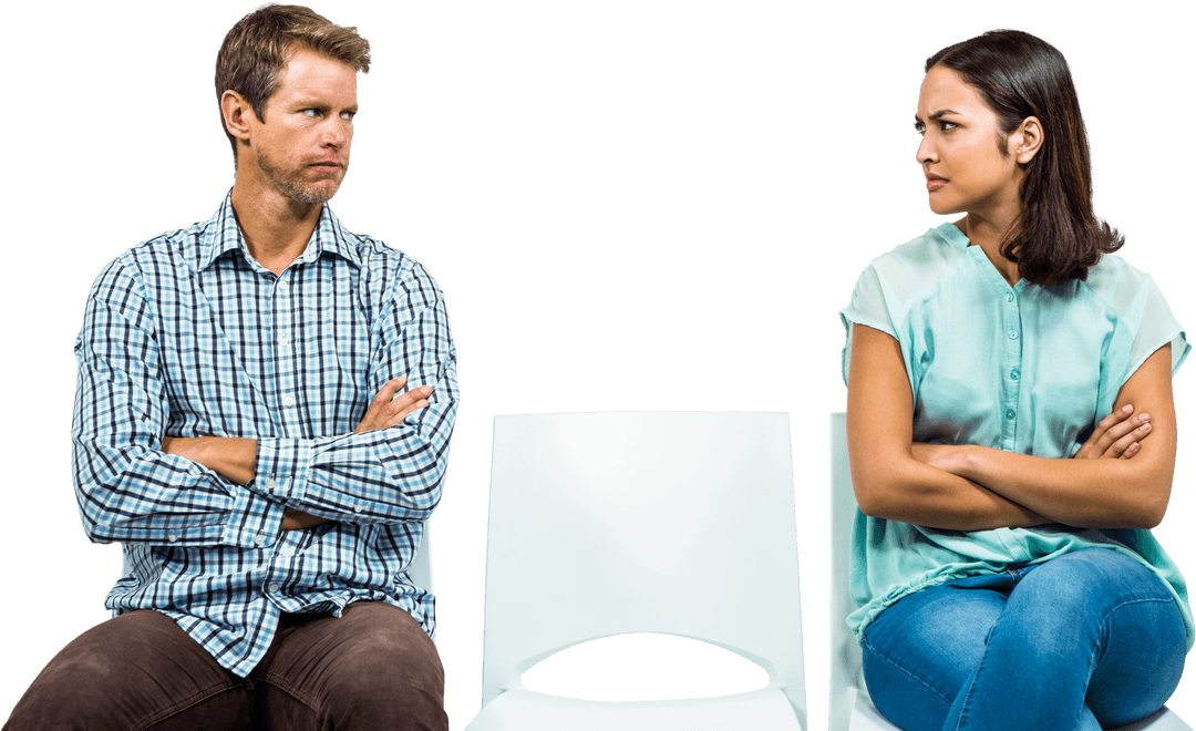 Transparent Displeased Couple Having Argument During Counseling