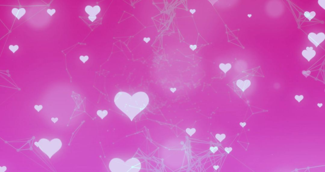 Floating White Hearts on Bright Pink Abstract Background