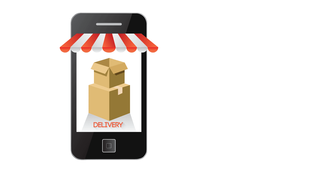 Transparent Concept of Delivery on Smartphone Screen with Boxes