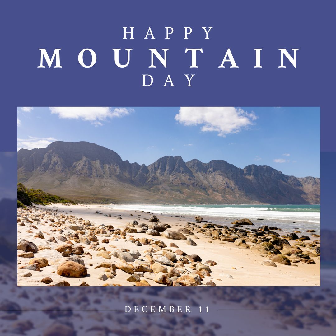 Scenic Coastal Mountain Background with Inspirational Text