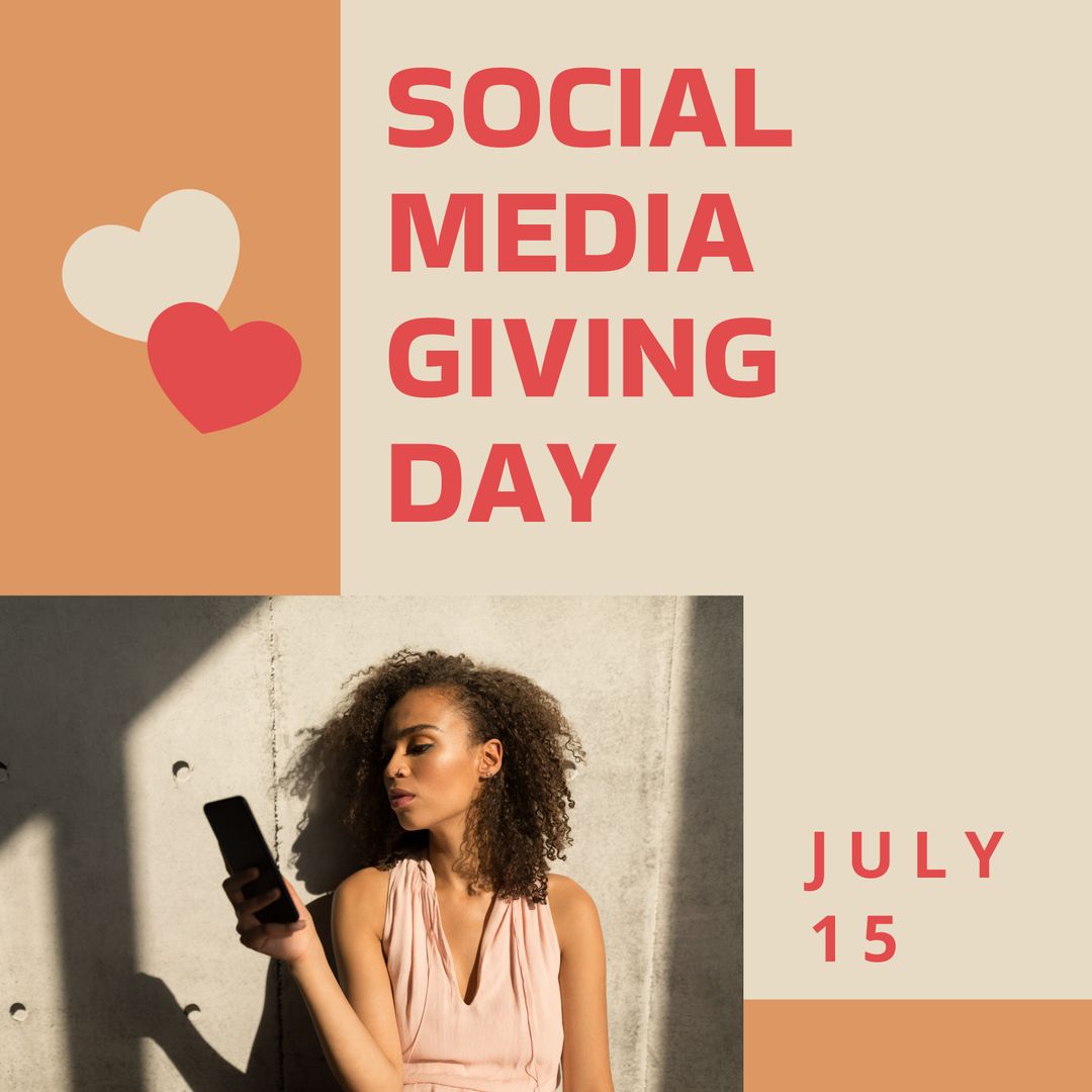 Social Media Giving Day Illustration with Smartphone Usage and Hearts - Download Free Stock Templates Pikwizard.com