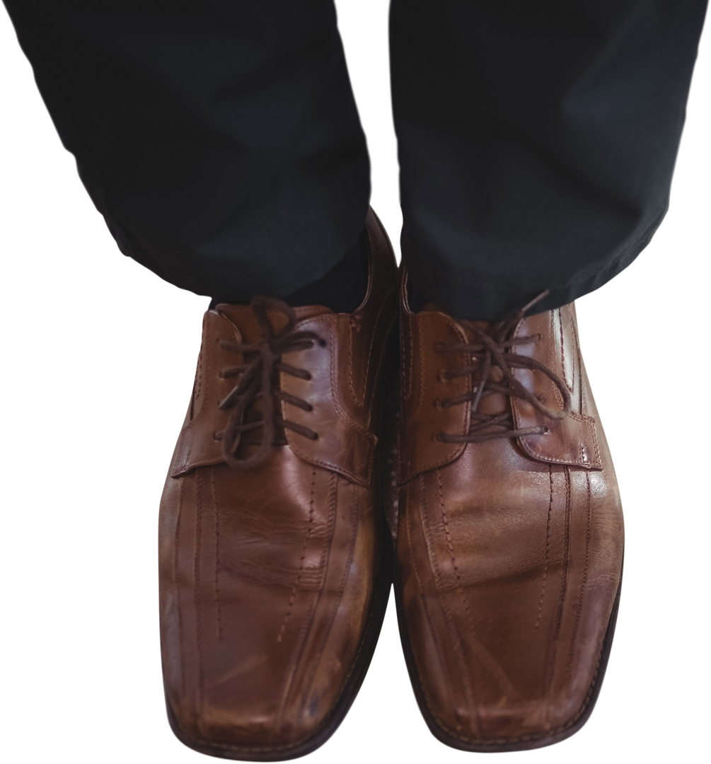 Transparent Image of Brown Leather Shoes with Black Suit Trousers - Download Free Stock Images Pikwizard.com