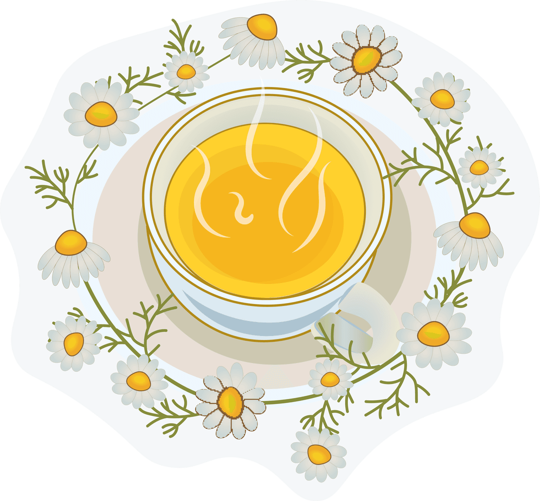 Transparent Chamomile Tea with Floral Motif Cup