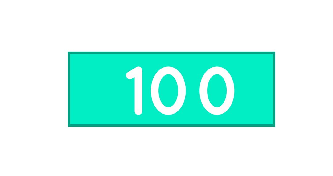 Digital Notification Alert with Number 100 on Green Background