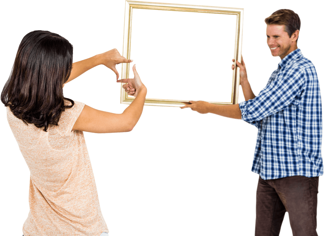 Couple Hanging Picture Frame on Transparent Background