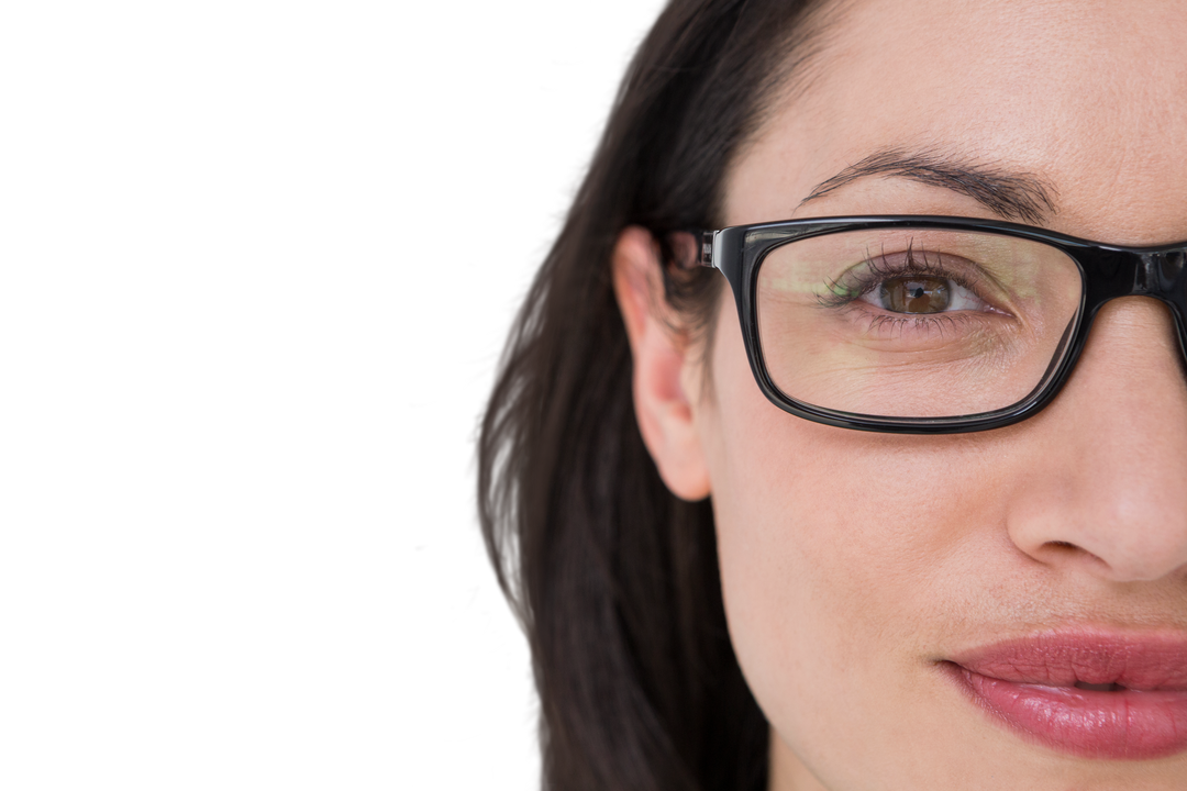 Pretty Brunette Woman Wearing Transparent Eyeglasses - Download Free Stock Images Pikwizard.com