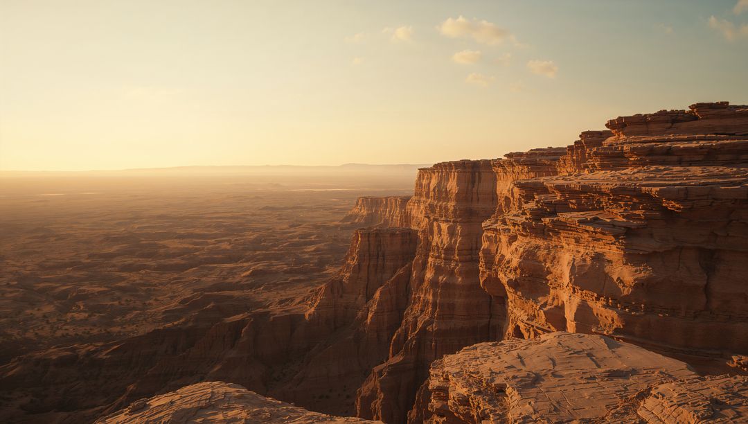 Sandstone Cliffs Overlooking Canyon at Golden Hour