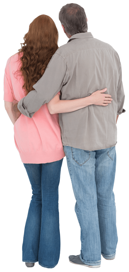 Casual Couple Standing Together on White Background