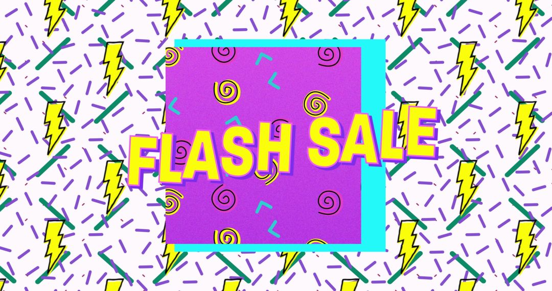 Retro Flash Sale Background with Lightning Icons