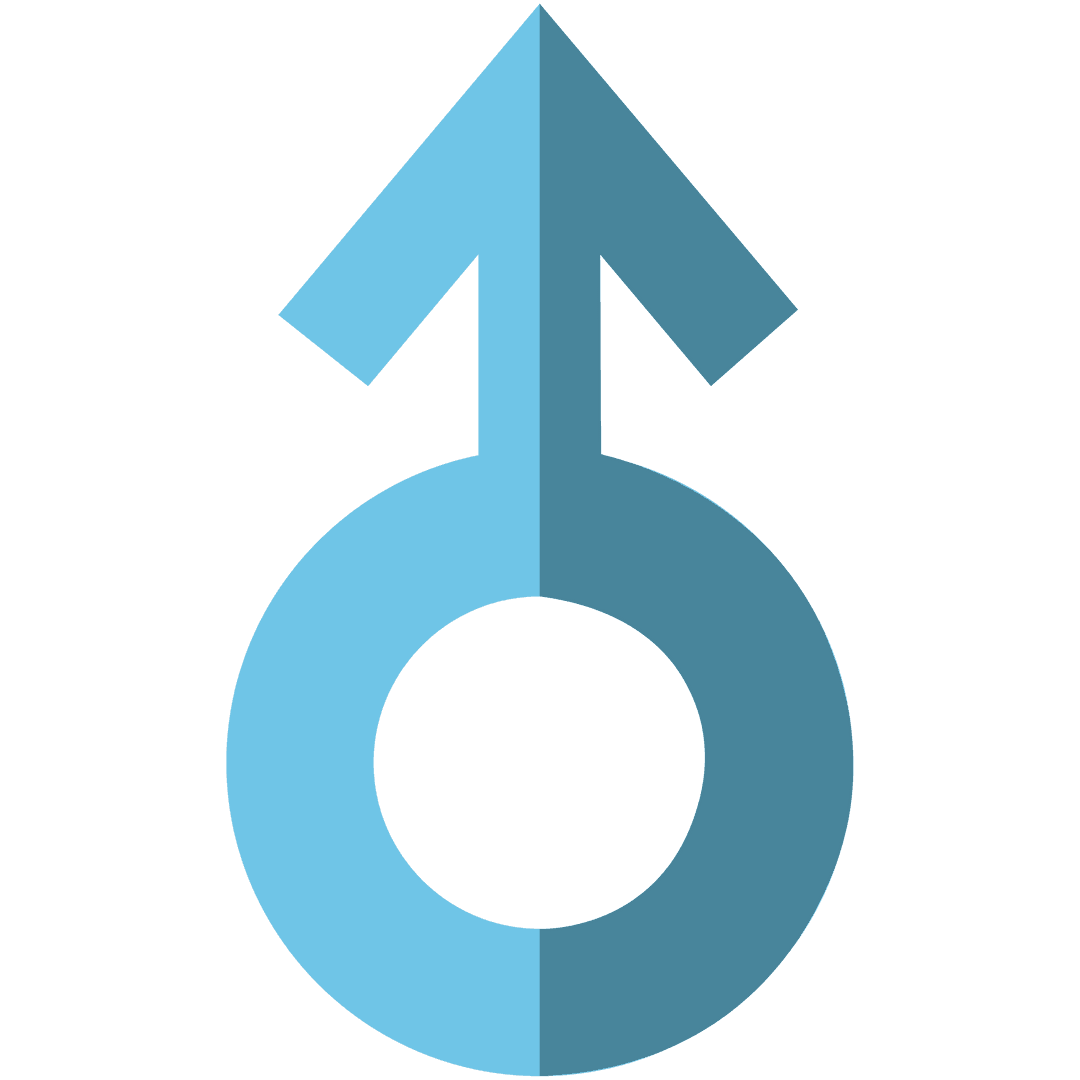 Blue Gender Symbol with Arrow on Transparent Background PNG