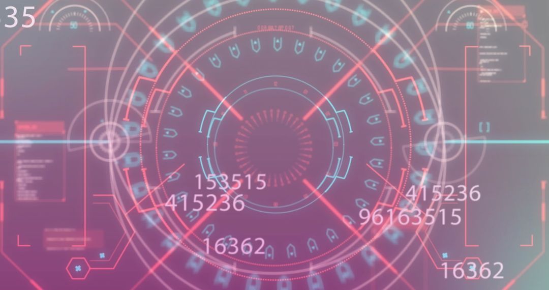 Futuristic Digital Interface HUD Scanning with Data Rings and Cyberspace Elements