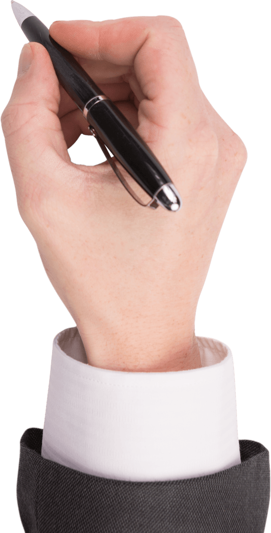 Transparent Hand Holding Black Fountain Pen Business Writing