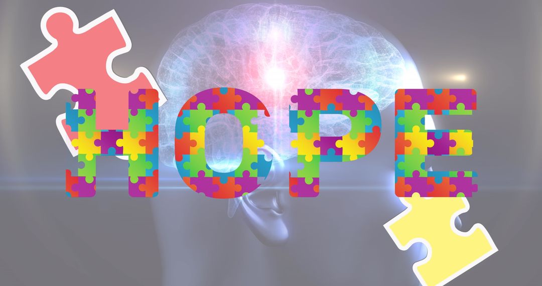 Hope in Autism with Vibrant Puzzle Letters and Brain