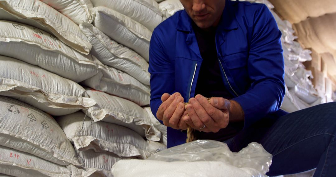 Man in Warehouse Examining Product Sample for Quality Control - Free Images, Stock Photos and Pictures on Pikwizard.com