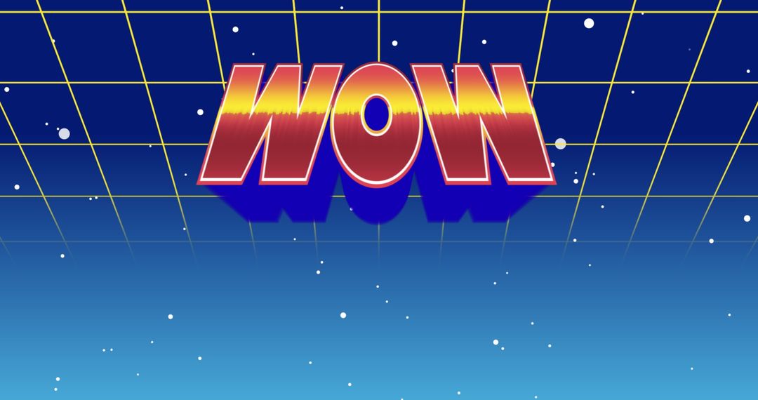 Retro Futuristic WOW Sign with Moving Celestial Background