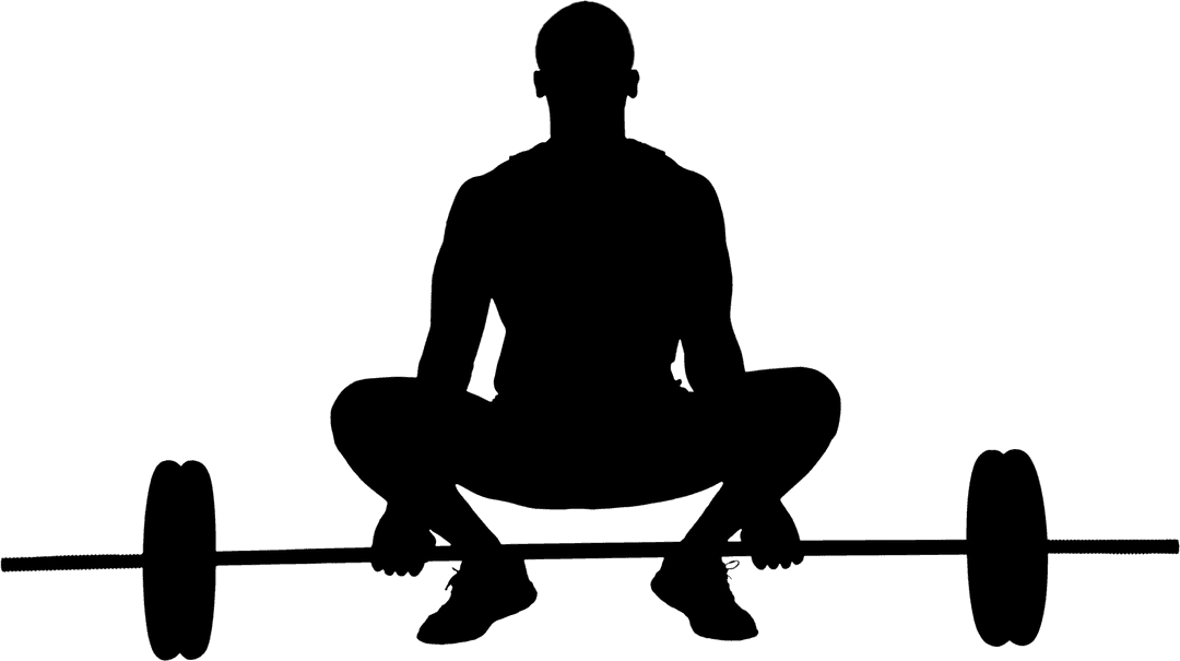 Man Lifting Barbell Silhouette on Transparent Background