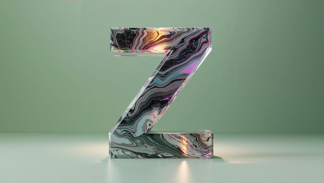 3D Marble Pattern Letter Z in Minimalistic Studio Exhibit