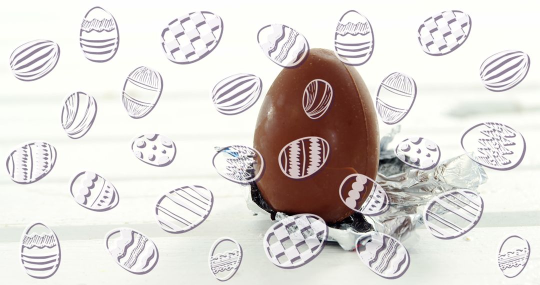 Chocolate Easter Egg Decorated with Artful Pattern Shells