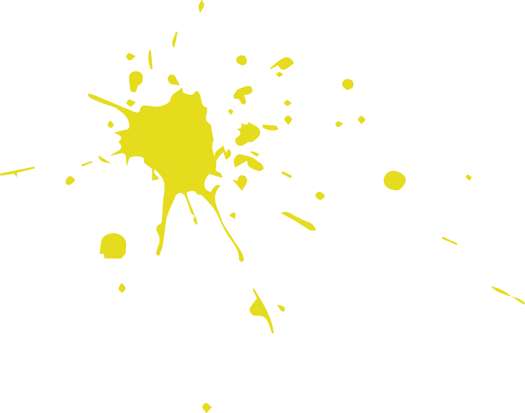 Yellow Paint Splatter with Drips on Transparent Background