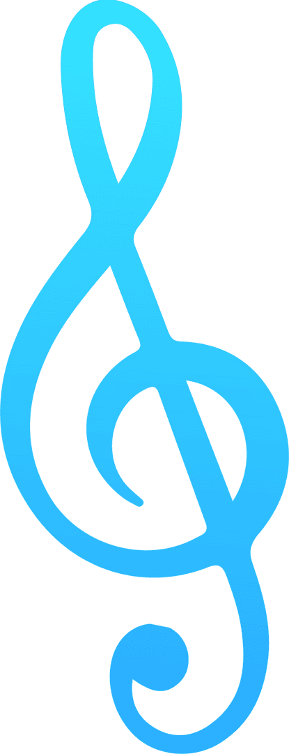 Blue Gradient Treble Clef on Transparent Canvas