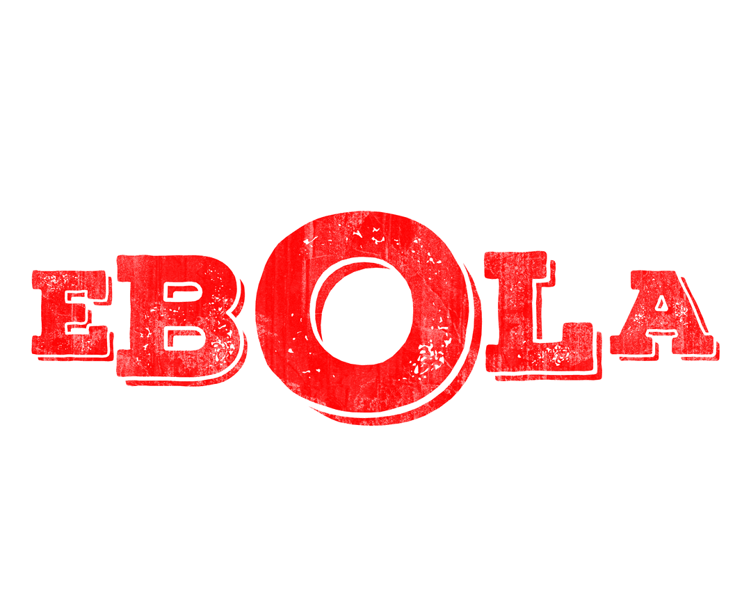 Ebola Virus Red Text on Transparent Background, Healthcare Warning