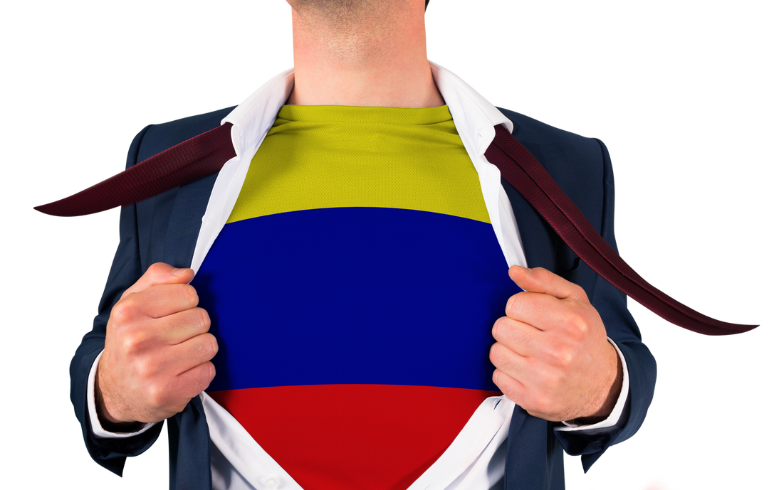 Businessman Unveiling Colombia Flag under Suit - Download Free Stock Images Pikwizard.com