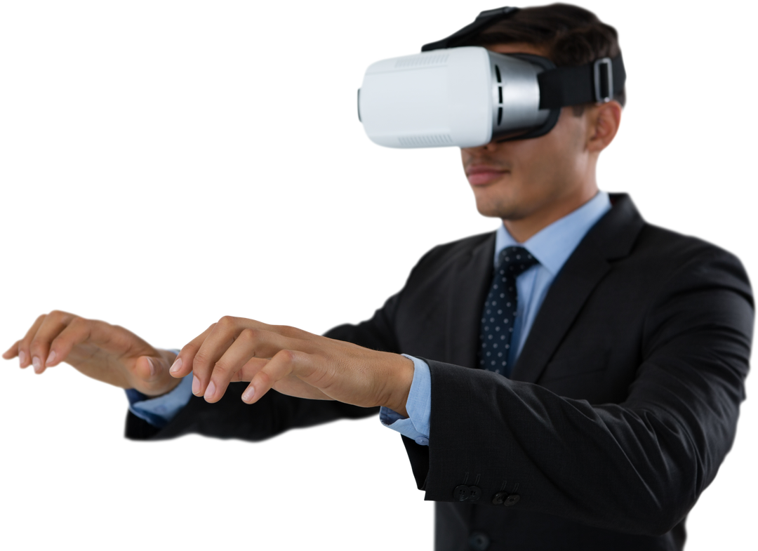 Transparent Businessman Using VR Glasses and Gesturing in Air - Download Free Stock Images Pikwizard.com