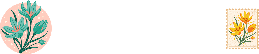 Transparent Botanical Motifs with Floral Art on Stamp