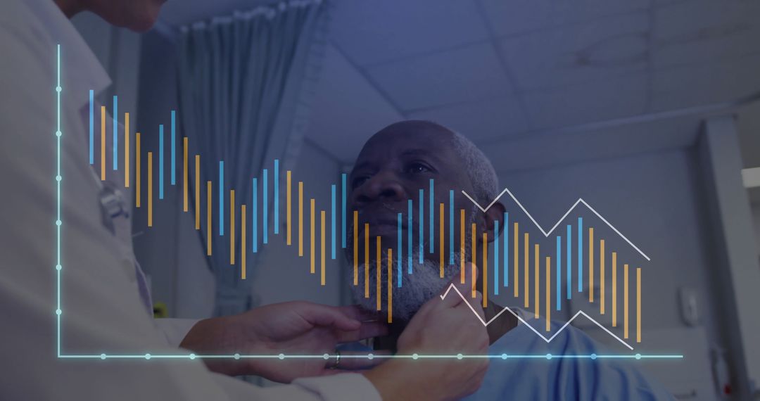 Clinician Examining Patient with Digital Analytics Overlay