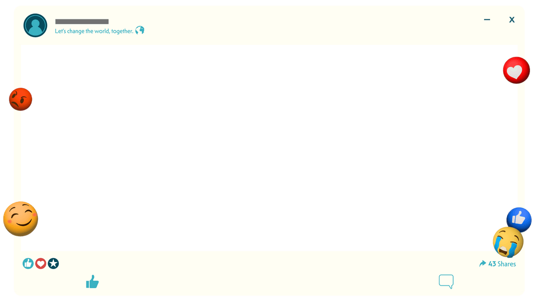 Social Media Post Template with Reaction Emojis on Transparent Background
