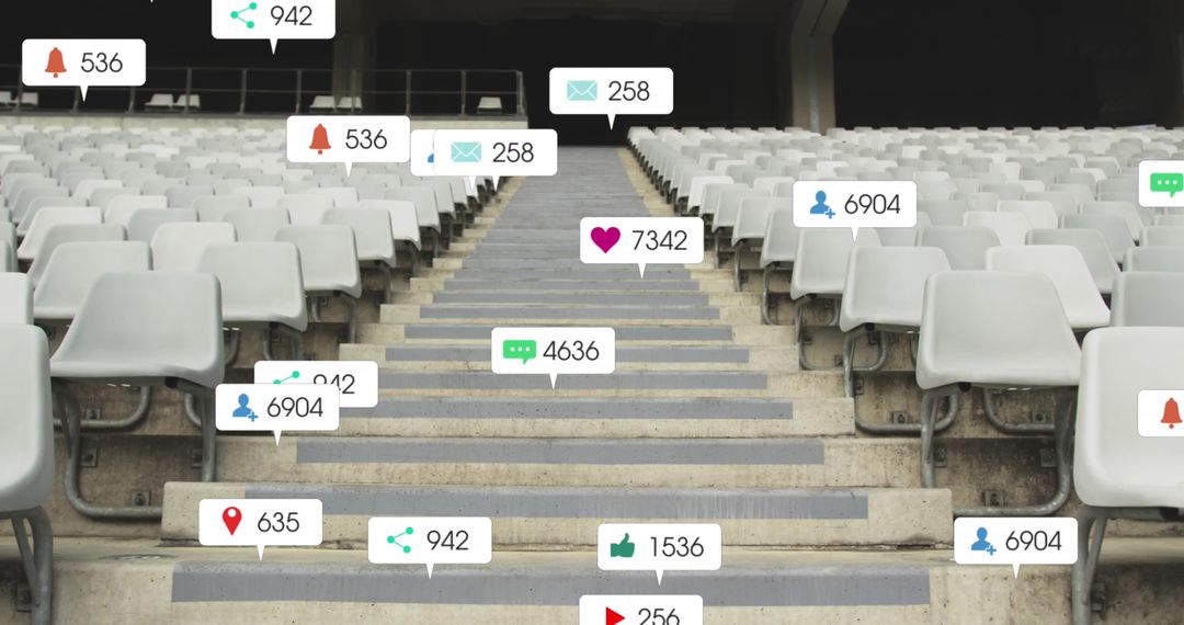 Engagement Wave Social Media Icons in Stadium Bleachers
