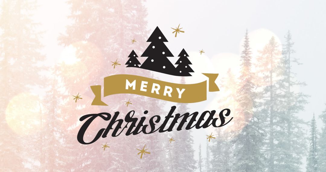 Festive Christmas Greeting Light Background with Pine Trees